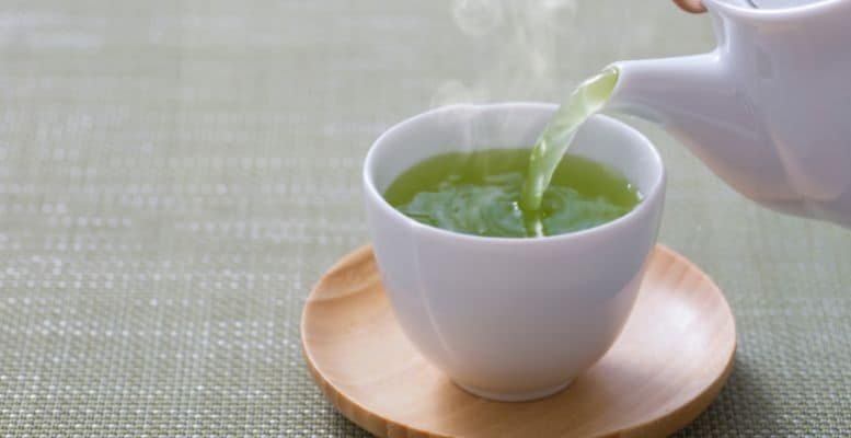 cup of hot green tea