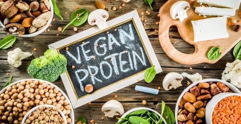 Vegan sign and protein